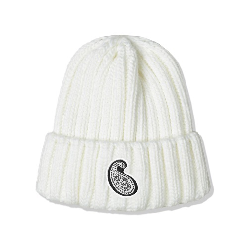 YP PAISLEY PATCH KNIT BEANIE CREAM